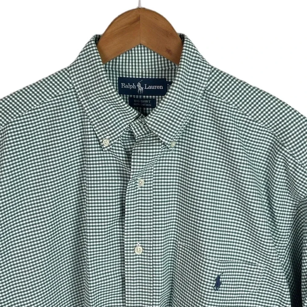 BF1080 Mens Polo Ralph Lauren Designer The BIG Shirt Plaid Button Down Shirt M
